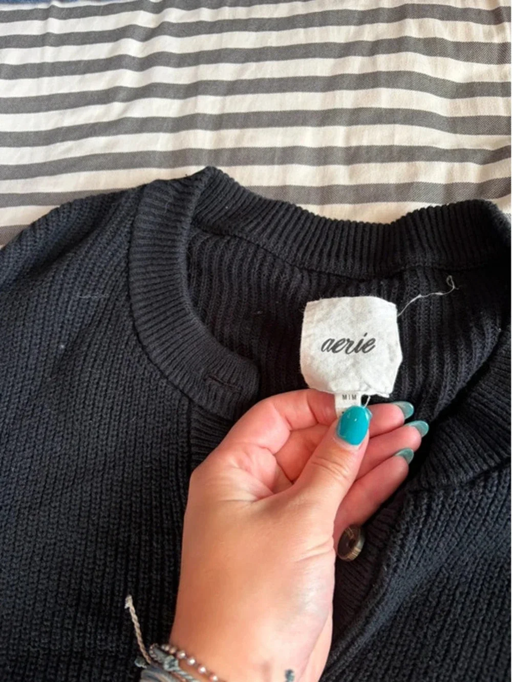 Aerie black 1/4 button sweater M. Oversized up to L/XL